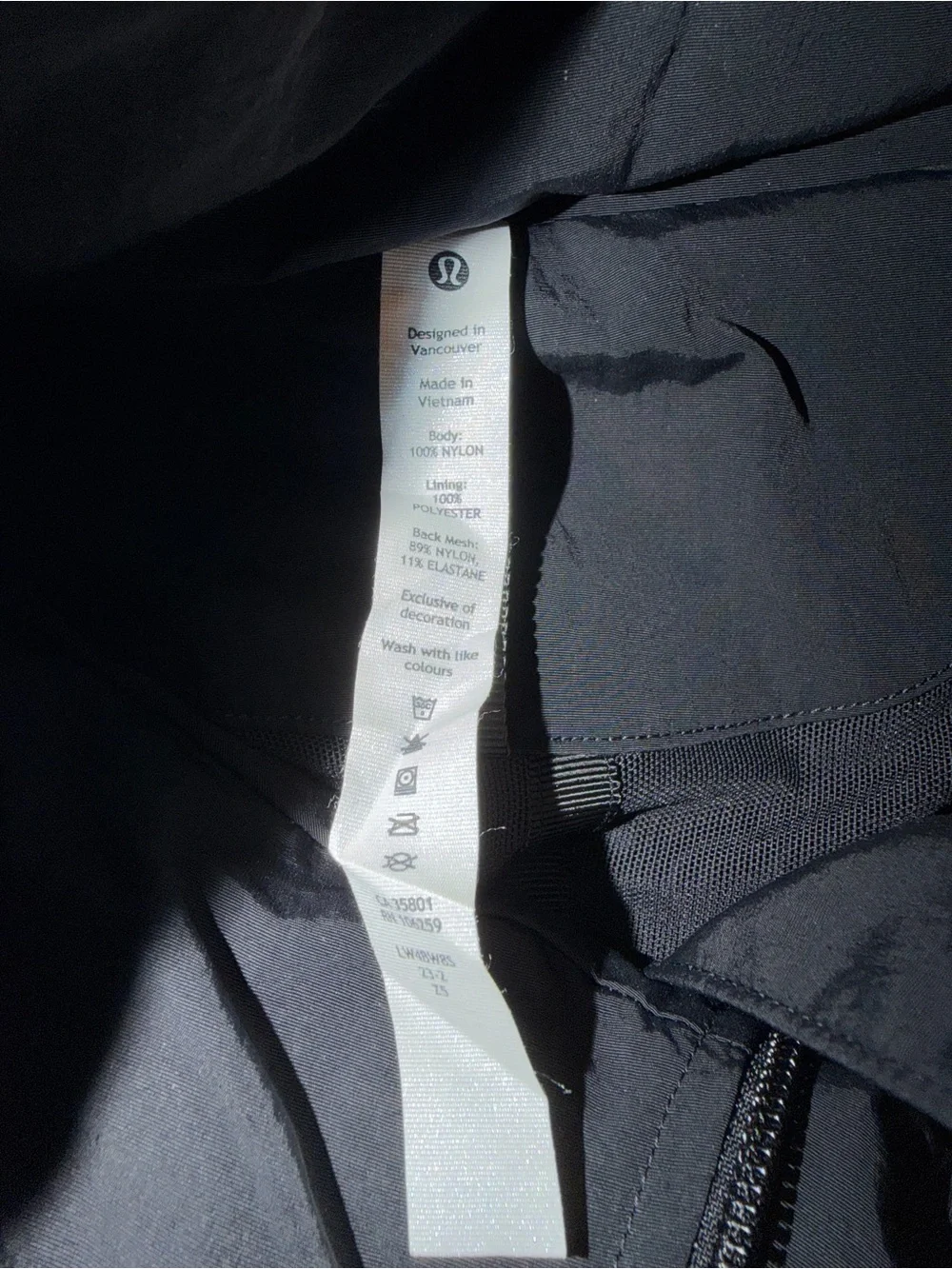 lululemon athletica Black Zip-Up Windbreaker Jacket